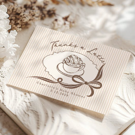 Thanks A Latte Cafe Bebe Coffee Bow Baby Shower Tack Kort