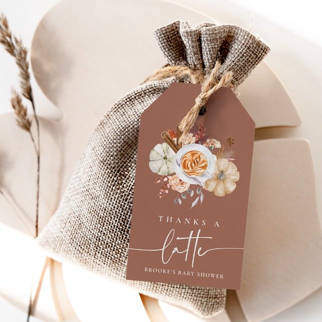 "Thanks a Latte" Pumpkin Spice Baby Shower Favor Presentetikett (Skapare uppladdad)