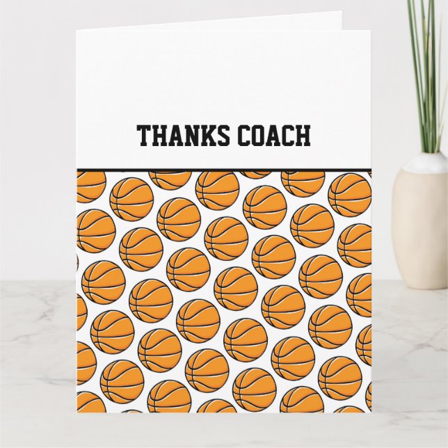 THANKS COACH Basketball Team Orange Black White Kort (Framsida)
