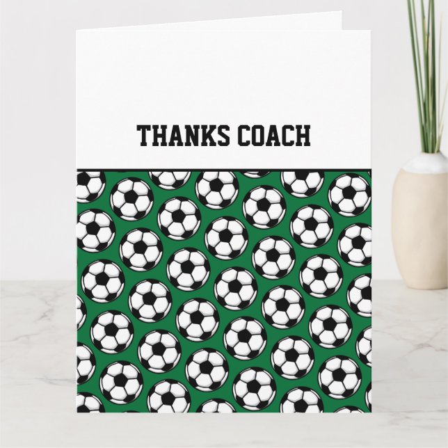 THANKS COACH Soccer Balls Grönt Black White Kort (Framsida)