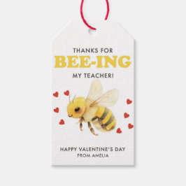 Thanks for Bee-ing My Teacher Valentine Gift Tag Presentetikett