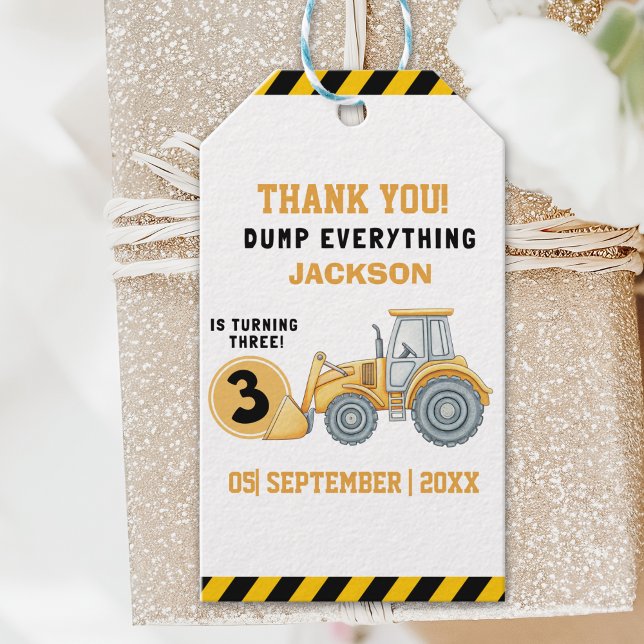 "Thanks for Building Memories –Construction Party Presentetikett (Skapare uppladdad)