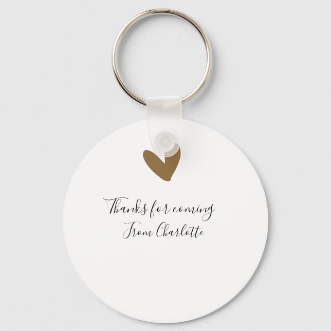 thanks for coming add name text message gold heart nyckelring (Framsida)
