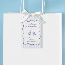 Thanks for Popping By Blue Soda Bottle Baby Shower Presentetikett