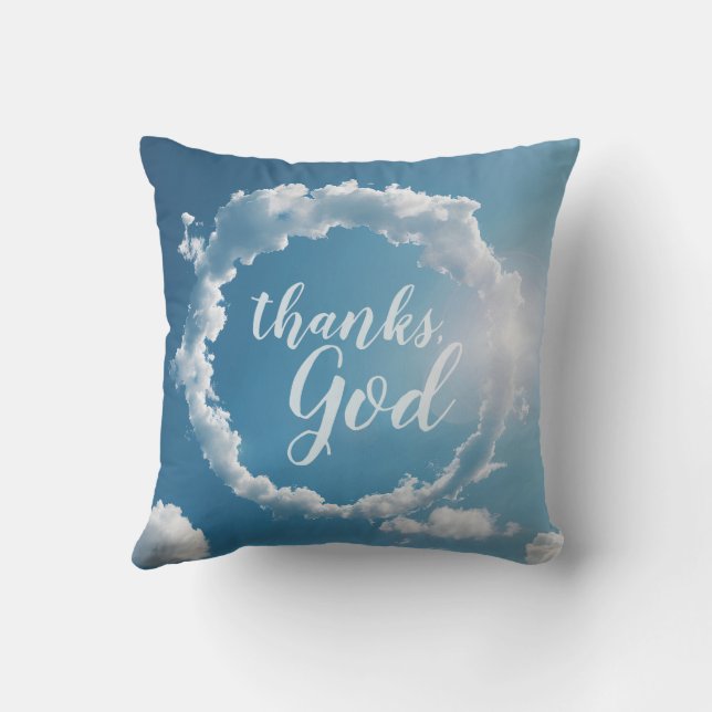Thanks, God Clouds Photography Blue Throw Pillow Kudde (Baksida)