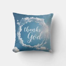 Thanks, God Clouds Photography Blue Throw Pillow Kudde