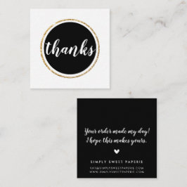 THANKS moderna dekorhandsskrivna skript svart Fyrkantigt Visitkort