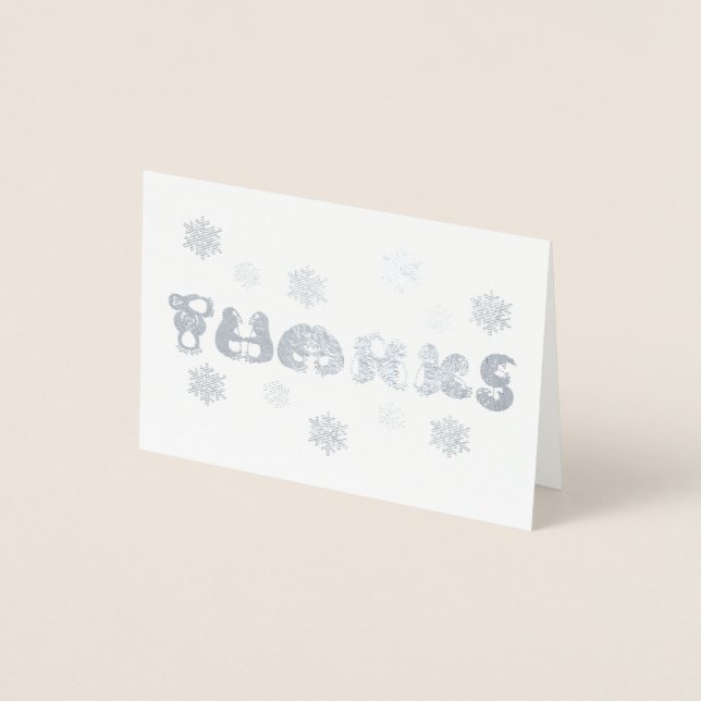 THANKS Penguin Tack Winter Helgdag Snowflake Folierat Kort (Framsida)