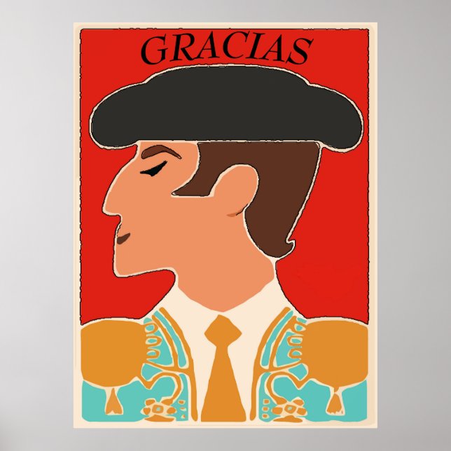 Thanks, Spanish, Matador, Bull Fighter Poster (Framsidan)