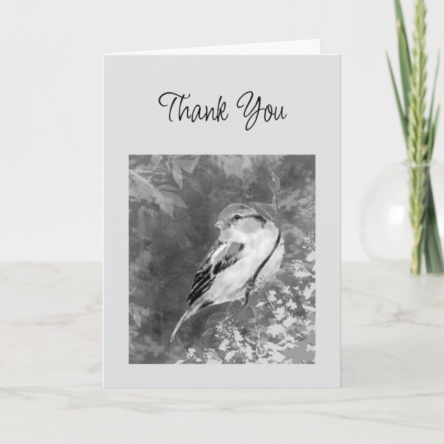 Thanks Watercolor Sparrow Bird in Forest Kort (Framsida)