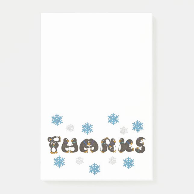 THANKS Winter Snö Penguin Tack Post sitt Post-it Block (Framsida)