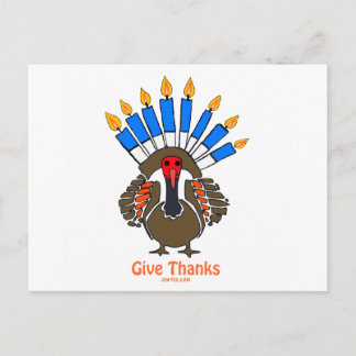Thanksanukkah Thanksdiskukkah kalkey menorah-gåva Vykort