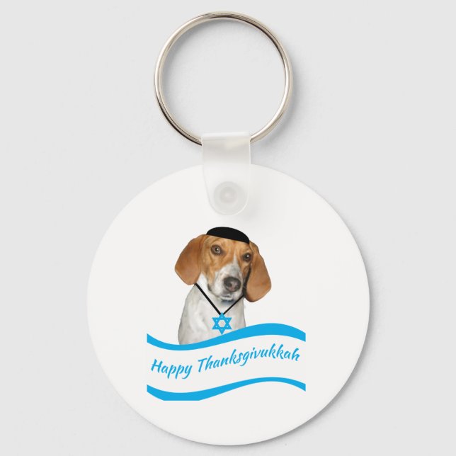 Thanksdiskukah Keychain Funny Hound Hund w Yamaka Nyckelring (Framsida)