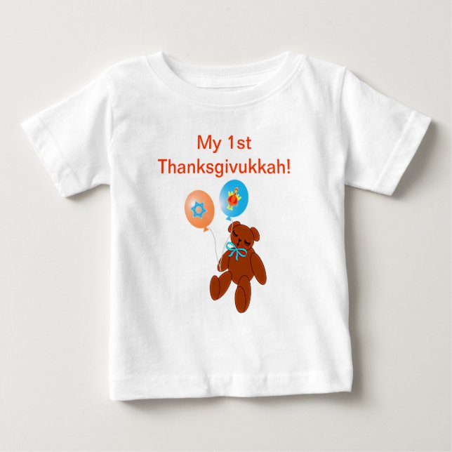 Thanksdiskukkah Tshirt Nalle med Balloons Tröja (Framsida)