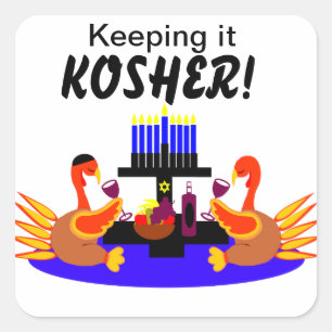 Thanksgiven ukkah Stickers Vin Toasting Turkey Fyrkantigt Klistermärke