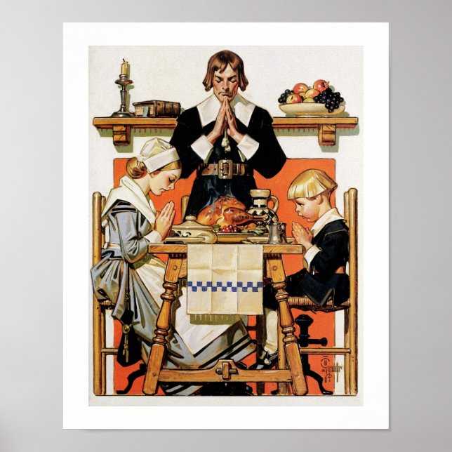 "Thanksgiving 1648". Poster av vintage Art (Framsidan)