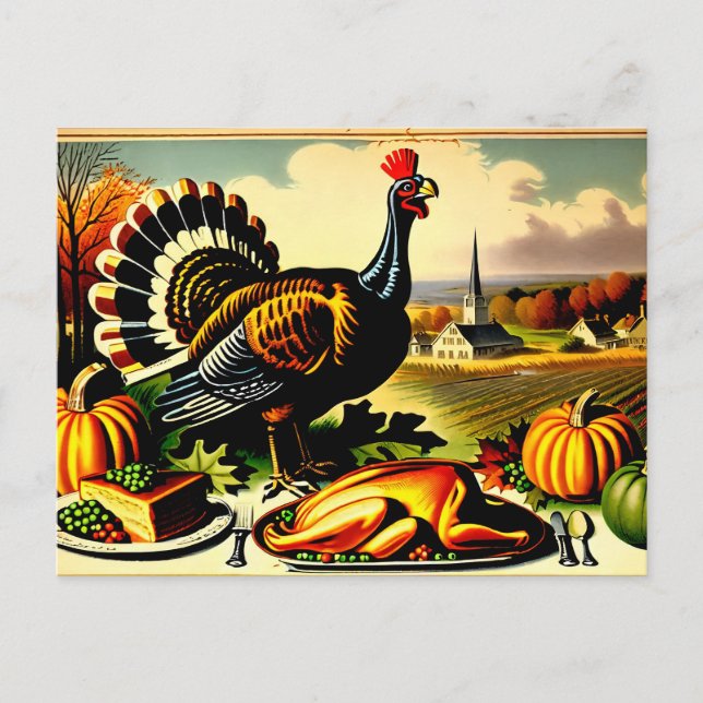 Thanksgiving 1800-talet Färska Turkiet Helg Vykort (Framsida)