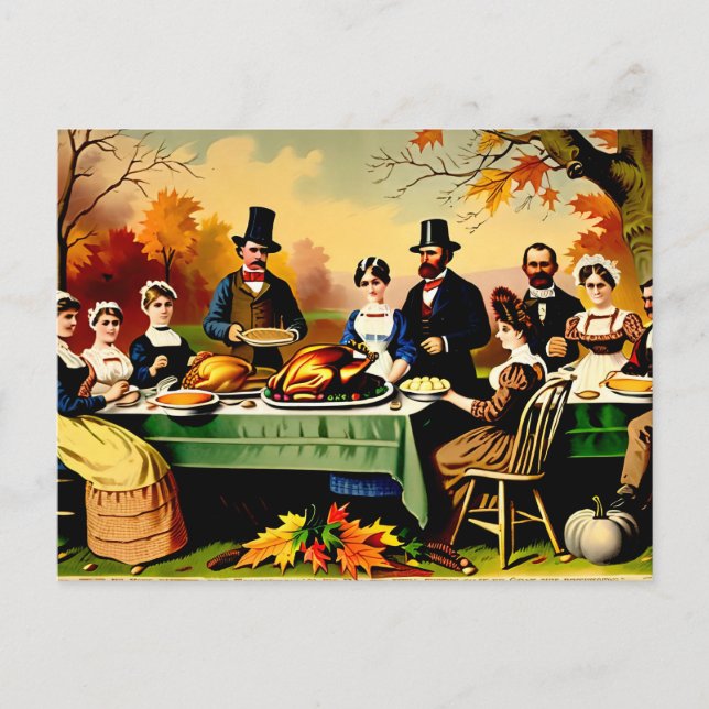 Thanksgiving 1800s helg vykort (Framsida)