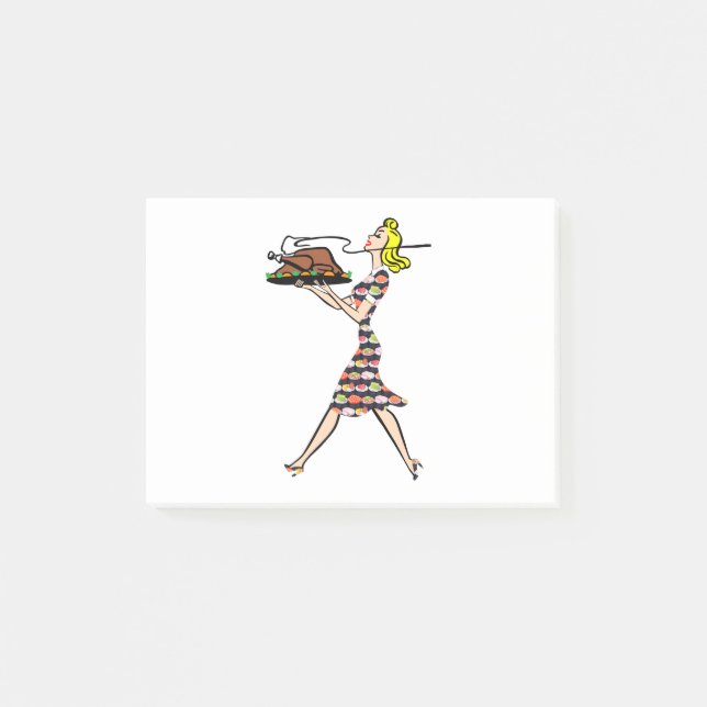 thanksgiving 1950-talet blonde hemmafru post-it block (Framsida)