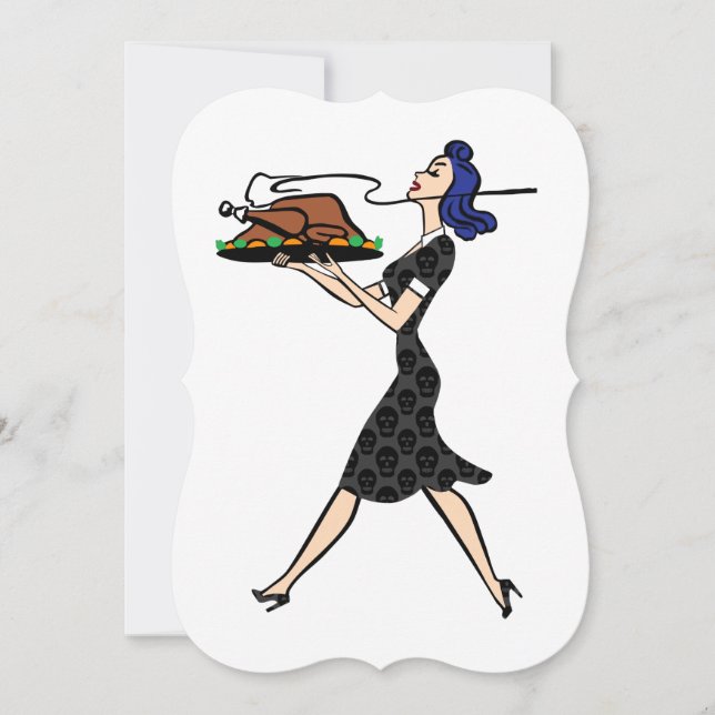 thanksgiving 1950-talets goth hemmafru julkort (Framsida)