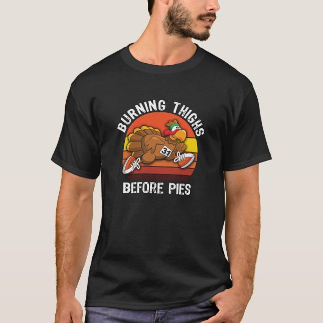 Thanksgiving 5K Marathon Turkey Trot Running Burni T Shirt (Framsida)