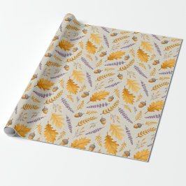 Thanksgiving Acorn and Lavender Fall Gift Wrap Presentpapper