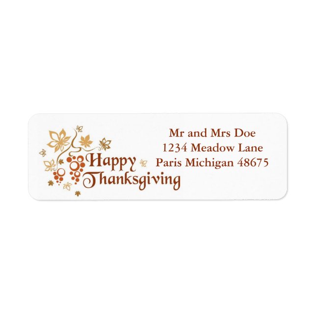 Thanksgiving Adressetiketter/Happy thanksgiving Returadress Etikett (Framsidan)