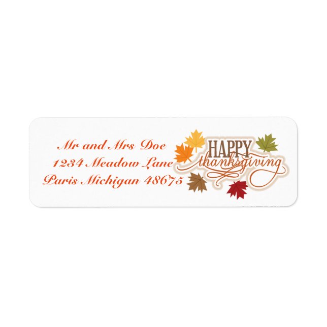 Thanksgiving Adressetiketter/Happy thanksgiving Returadress Etikett (Framsidan)