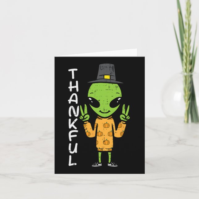 Thanksgiving Alien Thankful Fall Space Manar B Kort (Framsida)