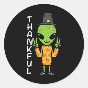 Thanksgiving Alien Thankful Fall Space Manar B Runt Klistermärke