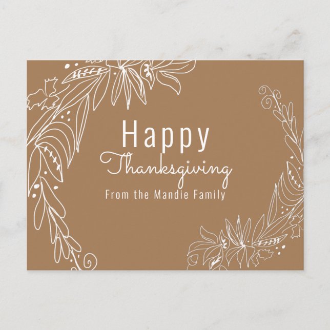 Thanksgiving Aorn WAN Hand plockade Illustration Vykort (Framsida)