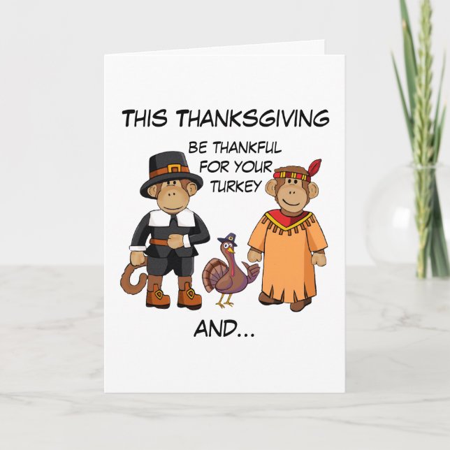 Thanksgiving-apor Helgkort (Framsida)
