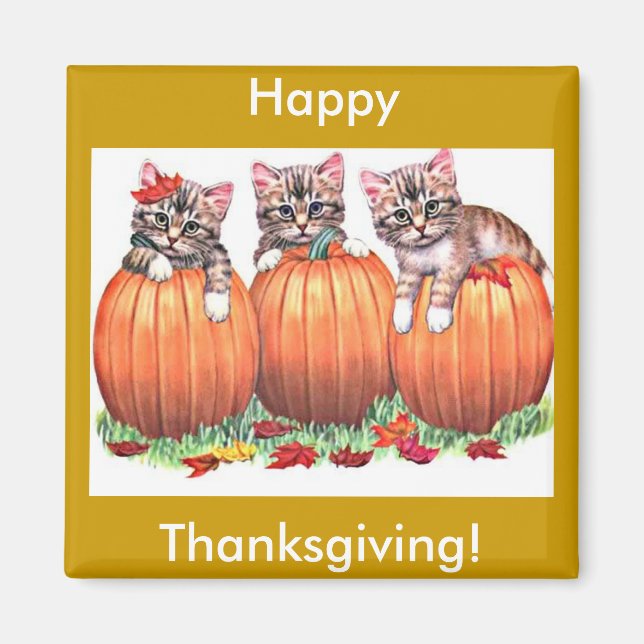 Thanksgiving är Cats Meow Magnet (Framsidan)