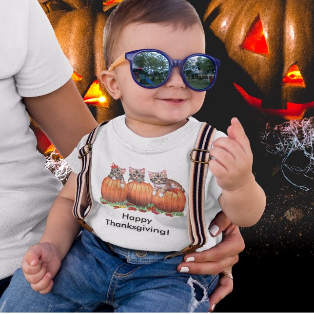 Thanksgiving är Cats Meow Tee (Thanksgiving is the Cat's Meow Baby T-Shirt)