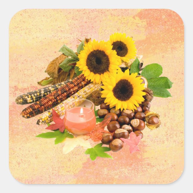 Thanksgiving Array 1-etikett Fyrkantigt Klistermärke (Framsida)