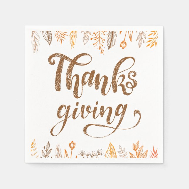 Thanksgiving Art Papper Bordstablett Pappersservett (Framsidan)