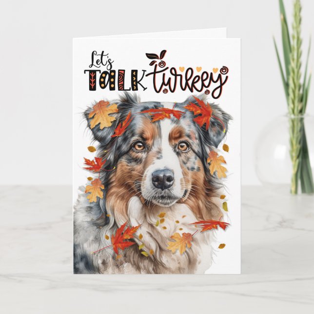 Thanksgiving Australian shepherd Hund tala Turkiet Helgkort (Framsida)