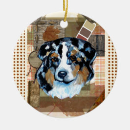 THANKSGIVING AUSTRALIAN SHEPHERD JULGRANSPRYDNAD KERAMIK