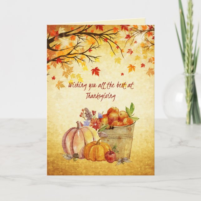 Thanksgiving Autum Harvest Watercolor Helgkort (Framsida)