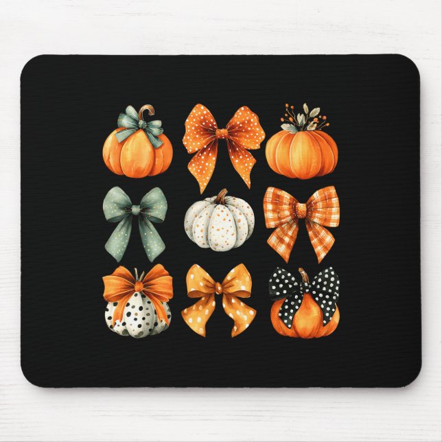 Thanksgiving Autumn Fall Leaves Coquette Bow Pumpk Musmatta (Framsidan)