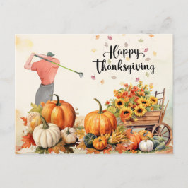 Thanksgiving Autumn Hälsning för Golfer Helg Vykort
