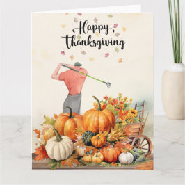 Thanksgiving Autumn Hälsning för Golfer Kort