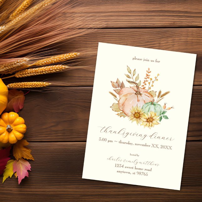Thanksgiving av Anpassadet Watercolor Harvest Inbjudningar (Watercolor Harvest Thanksgiving invitation)