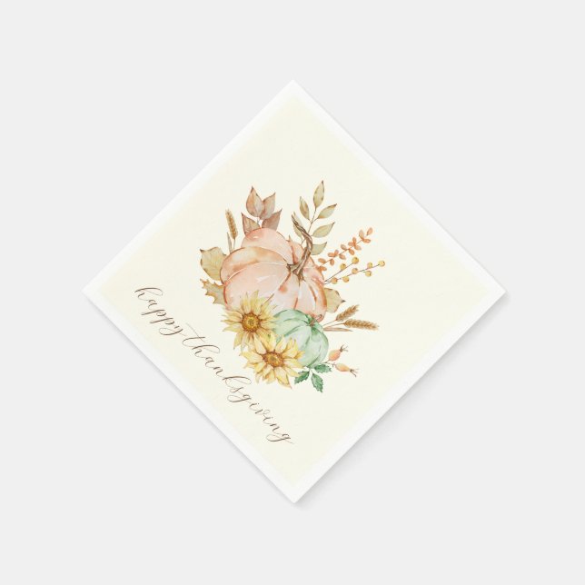 Thanksgiving av Anpassadet Watercolor Harvest Pappersservett (Hörn)