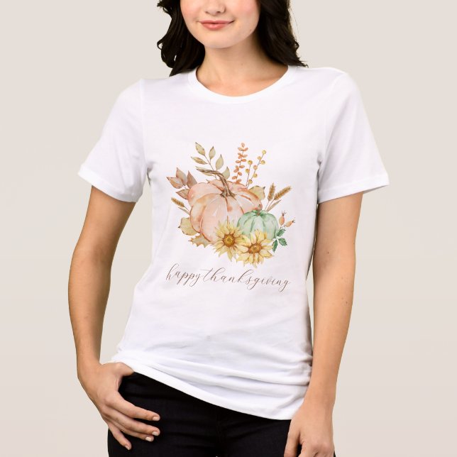 Thanksgiving av Anpassadet Watercolor Harvest T Shirt (Framsida)