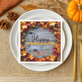 Thanksgiving av autoktavel Löv och rostfritt träbe Pappersservett