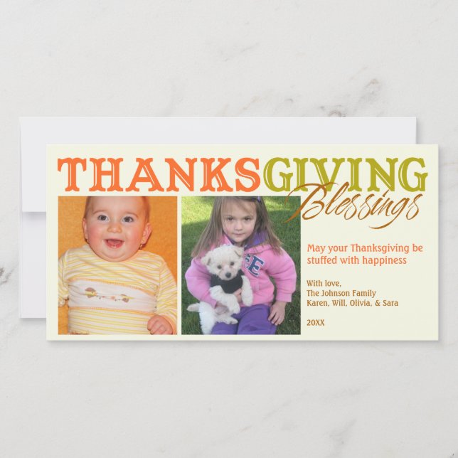 Thanksgiving av bilder för anpassningsbar av orang julkort (Framsida)