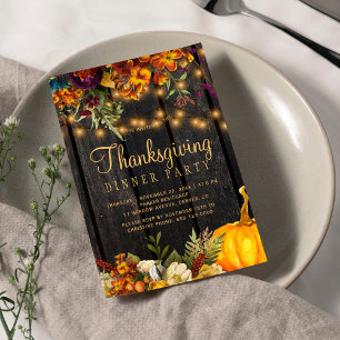 Thanksgiving av brun blommigt, brun lada,  inbjudningar