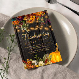 Thanksgiving av brun blommigt, brun lada,  inbjudningar