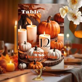 Thanksgiving av färglösa pumpor bordsnummer